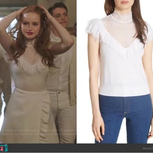 Alice + Olivia Tops - NWT Alice + Olivia Beth Lace Ruffle High Neck Top